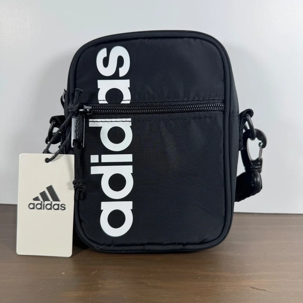 Adidas Core Festival Crossbody Bag Logo Adjustable Strap Black White OS NEW